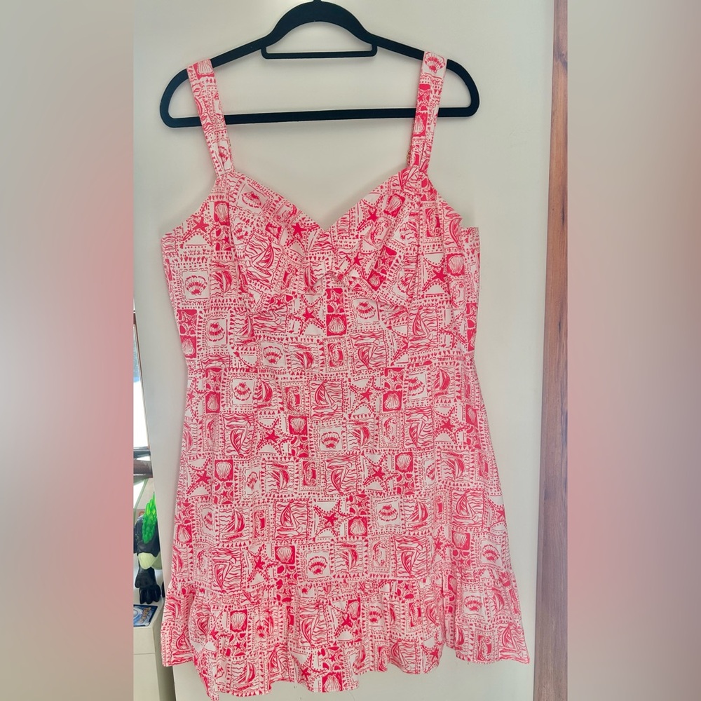 Lilly Pulitzer Rocko Romper Seaside Harbor Mizner Red Size 16 EUC
